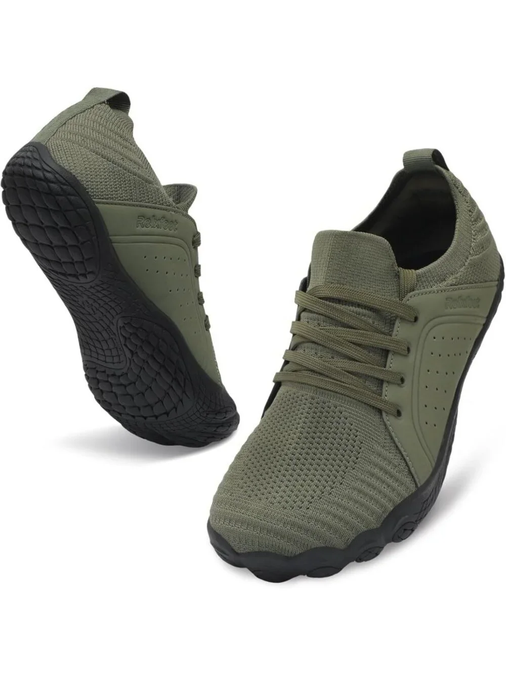 Men's Green Barefoot Trail Running Shoes Minimalist Wide Toe Box Design Non-Slip